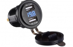 Адаптер USB заряджання Charger 2.4+2.4А з вольтметром Фото Адаптер USB заряджання Charger 2.4+2.4А з вольтметром