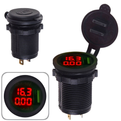 Автомобільний зарядний пристрій USB 12-24V + вольтметр + амперметр в планку 2.1A Red (10623 USB-12-24V 2.1A) Фото Автомобільний зарядний пристрій USB 12-24V + вольтметр + амперметр в планку 2.1A Red (10623 USB-12-24V 2.1A)