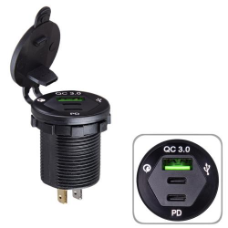 Автомобільний зарядний пристрій USB 5-12V 3.0A + 2 Type-C+PD 12-24V врізний в планку Red 59872 Фото Автомобільний зарядний пристрій USB 5-12V 3.0A + 2 Type-C+PD 12-24V врізний в планку Red 59872