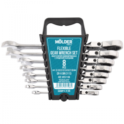 Набір ключів Molder з трещіткою та карданом CR-V, 8шт (MT57108) Фото Набір ключів Molder з трещіткою та карданом CR-V, 8шт (MT57108)