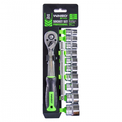 Професійний набір головок торцевих з тріскачкою та подовжувачем Winso Pro 908012 CR-V 3/8 Фото Професійний набір головок торцевих з тріскачкою та подовжувачем Winso Pro 908012 CR-V 3/8