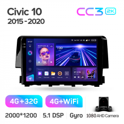 ���� ������������� ������ Teyes CC3 4+32 Gb Honda Civic 10 FC FK 2015-2020 9-inch 2k