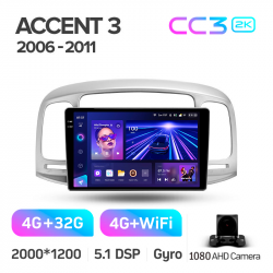 Автомагнітола штатна Teyes CC3 4+32 Gb Hyundai Accent 3 2006-2011 9-inch 2k Фото Автомагнітола штатна Teyes CC3 4+32 Gb Hyundai Accent 3 2006-2011 9-inch 2k
