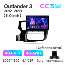 ���� ������������� ������ Teyes CC3 4+32 Gb Mitsubishi Outlander 3 GF0W GG0W 2012-2018 (A) 11inch 2k