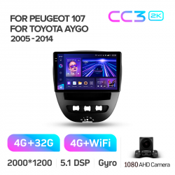 ���� ������������� ������ Teyes CC3 4+32 Gb Peugeot 107 Toyota Aygo 2005-2014 9-inch 2k