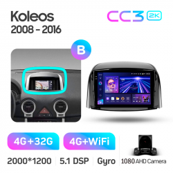 ���� ������������� ������ Teyes CC3 4+32 Gb Renault Koleos 2008 - 2016 (B) 9-inch 2k (L1)