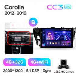 ���� ������������� ������ Teyes CC3 4+32 Gb Toyota Corolla 11 2012-2016 (B) 10-inch 2k