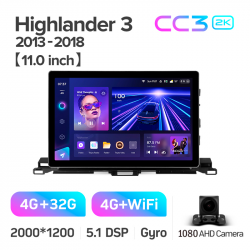 ���� ������������� ������ Teyes CC3 4+32 Gb Toyota Highlander 3 XU50 2013-2018 11inch 2k (L1)