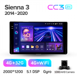 ���� ������������� ������ Teyes CC3 4+32 Gb Toyota Sienna 3 XL30 2014 - 2020 9-inch 2k