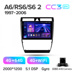 ���� ������������� ������ Teyes CC3 4+64 Gb Audi A6 2 1997-2004 S6 2 1999-2004 RS6 1 2002-2006 9-inch 2k