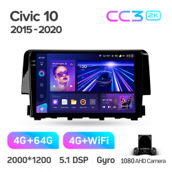���� ������������� ������ Teyes CC3 4+64 Gb Honda Civic 10 FC FK 2015-2020 9-inch 2k
