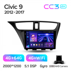 ���� ������������� ������ Teyes CC3 4+64 Gb Honda Civic 9 FK FB 2012-2017 9-inch 2k (L2)