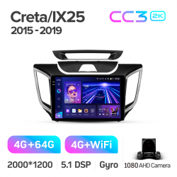 ���� ������������� ������ Teyes CC3 4+64 Gb Hyundai Creta IX25 2015-2019 10-inch 2k