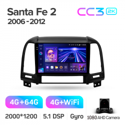 ���� ������������� ������ Teyes CC3 4+64 Gb Hyundai Santa Fe 2 2006-2012 9-inch 2k (L1)