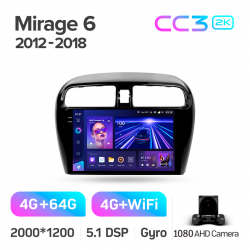 ���� ������������� ������ Teyes CC3 4+64 Gb Mitsubishi Mirage 6 2012-2018 9-inch 2k