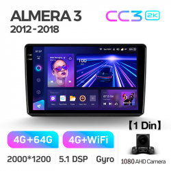 ���� ������������� ������ Teyes CC3 4+64 Gb Nissan Almera 3 G15 (1 Din) 2012-2018 9-inch 1din 2k