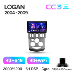 ���� ������������� ������ Teyes CC3 4+64 Gb Renault Logan 1 2004-2009 9-inch 2k