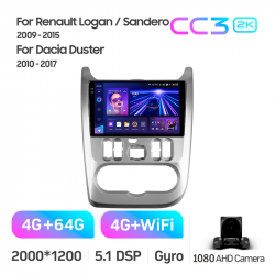 ���� ������������� ������ Teyes CC3 4+64 Gb Renault Logan 1 Sandero Lada Lergus largus Dacia 2010-2015 9-inch 2k
