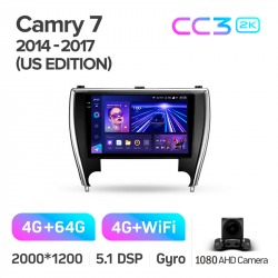 ���� ������������� ������ Teyes CC3 4+64 Gb Toyota Camry 7 XV 50 55 North America 2014-2017 (A) 10-inch 2k