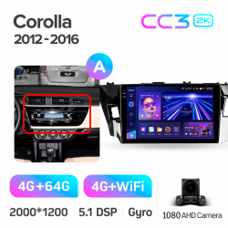 ���� ������������� ������ Teyes CC3 4+64 Gb Toyota Corolla 11 2012-2016 (A) 10-inch 2k