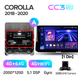 ���� ������������� ������ Teyes CC3 4+64 Gb Toyota Corolla 12 (1 Din) 2018-2020 (A) 10-inch 1din 2k