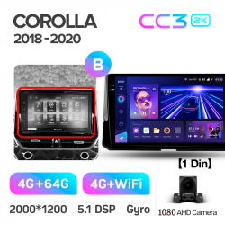 ���� ������������� ������ Teyes CC3 4+64 Gb Toyota Corolla 12 (1 Din) 2018-2020 (B) 10-inch 1din 2k