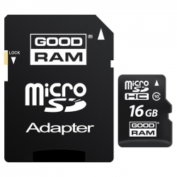 Карта пам'яті microSDHC 16Gb GoodRam Class 10 (+ adapter SD) Фото Карта пам'яті microSDHC 16Gb GoodRam Class 10 (+ adapter SD)