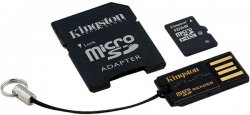 Карта пам'яті microSDHC 16Gb Kingston Class 10 Mobility Kit (+ adapter SD + USB reader) Фото Карта пам'яті microSDHC 16Gb Kingston Class 10 Mobility Kit (+ adapter SD + USB reader)