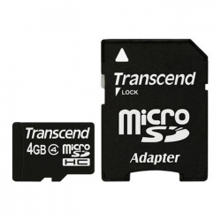 Карта пам'яті microSDHC 4Gb Transcend Class 4 (+ adapter SD) Фото Карта пам'яті microSDHC 4Gb Transcend Class 4 (+ adapter SD)
