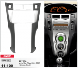 Рамка перехідна Carav 11-100 Toyota Yaris, Vitz, Platz 2005-2010 Silver-Black Фото Рамка перехідна Carav 11-100 Toyota Yaris, Vitz, Platz 2005-2010 Silver-Black
