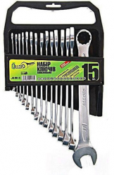 Набір ключів ріжково-накидних Alloid НК-2061-15 (15 предметів) Фото Набір ключів ріжково-накидних Alloid НК-2061-15 (15 предметів)
