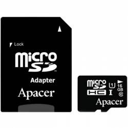 Карта пам'яті microSDHC 16Gb Apacer Class 10 UHS-I U1 (+ adapter SD) (AP16GMCSH10U1-R) Фото Карта пам'яті microSDHC 16Gb Apacer Class 10 UHS-I U1 (+ adapter SD) (AP16GMCSH10U1-R)