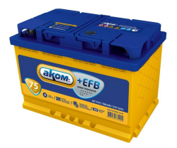 Акумулятор Akom 6СТ-75 Євро + EFB (574 51 04) Фото Акумулятор Akom 6СТ-75 Євро + EFB (574 51 04)
