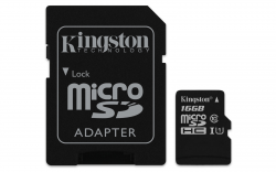  ' microSDHC 16Gb Kingston Class 10 U1 Canvas Select (R80/W10) (+ adapter SD) (SDCS/16GB)