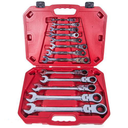 Набір ключів ріжково-накидних тріскачкових з карданом Alloid НК-8701-13 (13 предметів) Фото Набір ключів ріжково-накидних тріскачкових з карданом Alloid НК-8701-13 (13 предметів)