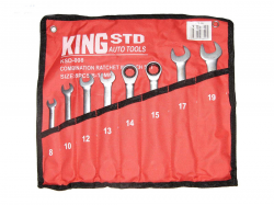 Набір ключів комбінованих King STD KSD-008 (з тріскачкою) Фото Набір ключів комбінованих King STD KSD-008 (з тріскачкою)