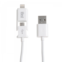 Кабель iBest iPW-10 2in1 (USB to microUSB + Lightning) 1m White Фото Кабель iBest iPW-10 2in1 (USB to microUSB + Lightning) 1m White
