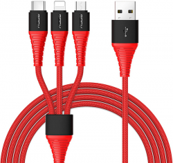Rock Hi-Tensile 3 in 1 charging cable w/version A Red (RCB0560-Red) Фото Rock Hi-Tensile 3 in 1 charging cable w/version A Red (RCB0560-Red)