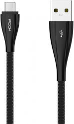  Rock metal Type-C data cable 0,3M Black (RCB0486-Black)
