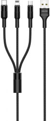   Usams US-SJ219 U5 3 in 1 Cable 1.5m Black