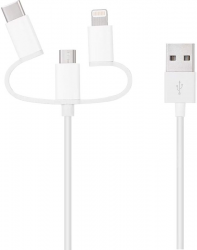 Кабель Xiaomi Mijia USB cable 3 in 1 Lightning + micro USB + Type-C White Фото Кабель Xiaomi Mijia USB cable 3 in 1 Lightning + micro USB + Type-C White