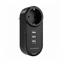 RAVPower Power Strip Rotate Plug 4-in-1 Mini Surge Protector (1AC Outlet+3USBPorts) (RP-PC003BK) Фото RAVPower Power Strip Rotate Plug 4-in-1 Mini Surge Protector (1AC Outlet+3USBPorts) (RP-PC003BK)