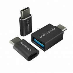  RAVPower USB C Adapter [3 in 1 Pack] USB C to Micro USB, USB C to USB 3.0 Adapter, Data T (RP-PC007)