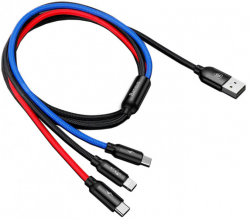 Baseus Three Primary Colors USB Type-C + Lightning + microUSB (CAMLT-BSY01) Фото Baseus Three Primary Colors USB Type-C + Lightning + microUSB (CAMLT-BSY01)