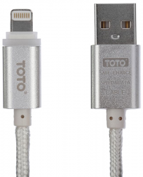 TOTO TKG-25 LED Metal Braided USB cable Lightning 1m Silver Фото TOTO TKG-25 LED Metal Braided USB cable Lightning 1m Silver