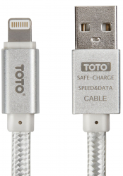 TOTO TKG-27 Metal Braided Flat USB cable Lightning 1m Silver Фото TOTO TKG-27 Metal Braided Flat USB cable Lightning 1m Silver