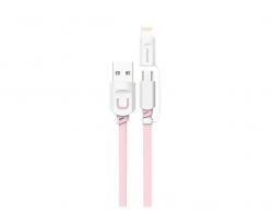 ���� ������ Usams US-SJ019 2 in 1 USB cables - U-Trans Series 1m Pink