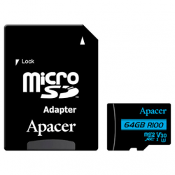 Карта пам'яті microSDXC 64Gb Apacer UHS-I U3 V30 (+ adapter SD) (R100MB/s) (AP64GMCSX10U7-R) Фото Карта пам'яті microSDXC 64Gb Apacer UHS-I U3 V30 (+ adapter SD) (R100MB/s) (AP64GMCSX10U7-R)