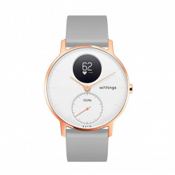  Withings Steel HR Watch 36mm White/Rose Gold with Grey Silicone Band
