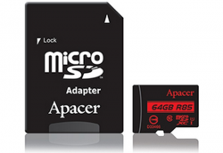 Карта пам'яті microSDXC 64Gb Apacer UHS-I U1 (+ adapter SD) (R85MB/s) (AP64GMCSX10U5-R) Фото Карта пам'яті microSDXC 64Gb Apacer UHS-I U1 (+ adapter SD) (R85MB/s) (AP64GMCSX10U5-R)